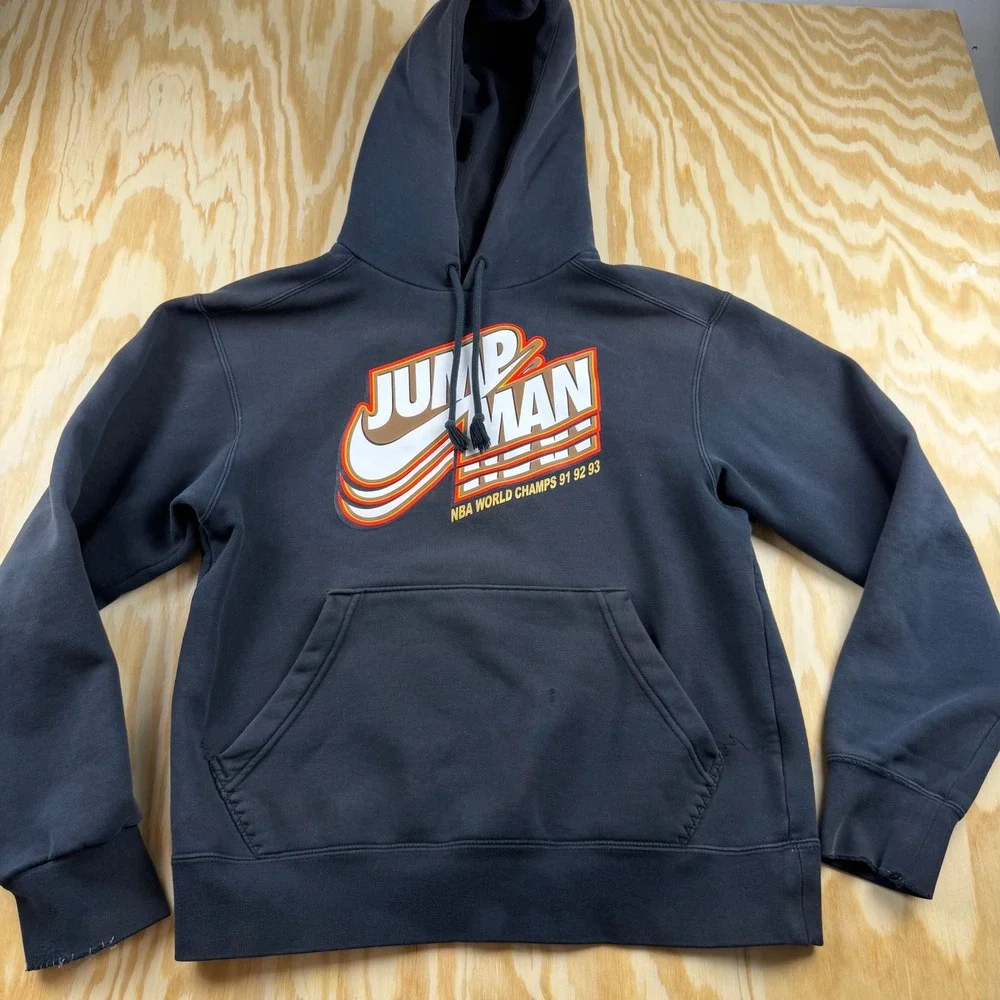 Jordan Jumpman NBA World Champs 91 92 93 Hoodie Men Small Black Bulls Three-Peat